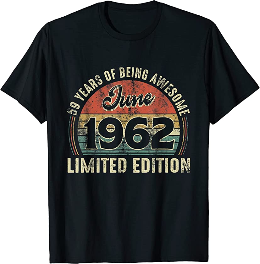 Vintage June 1962 Distressed 59 Year Old Retro 59th Bday T-Shirt