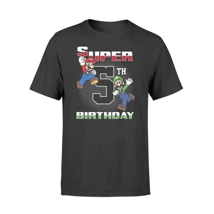 Super Mario And Luigi Super Birthday 5th Birthday Portrait – Standard T-shirt