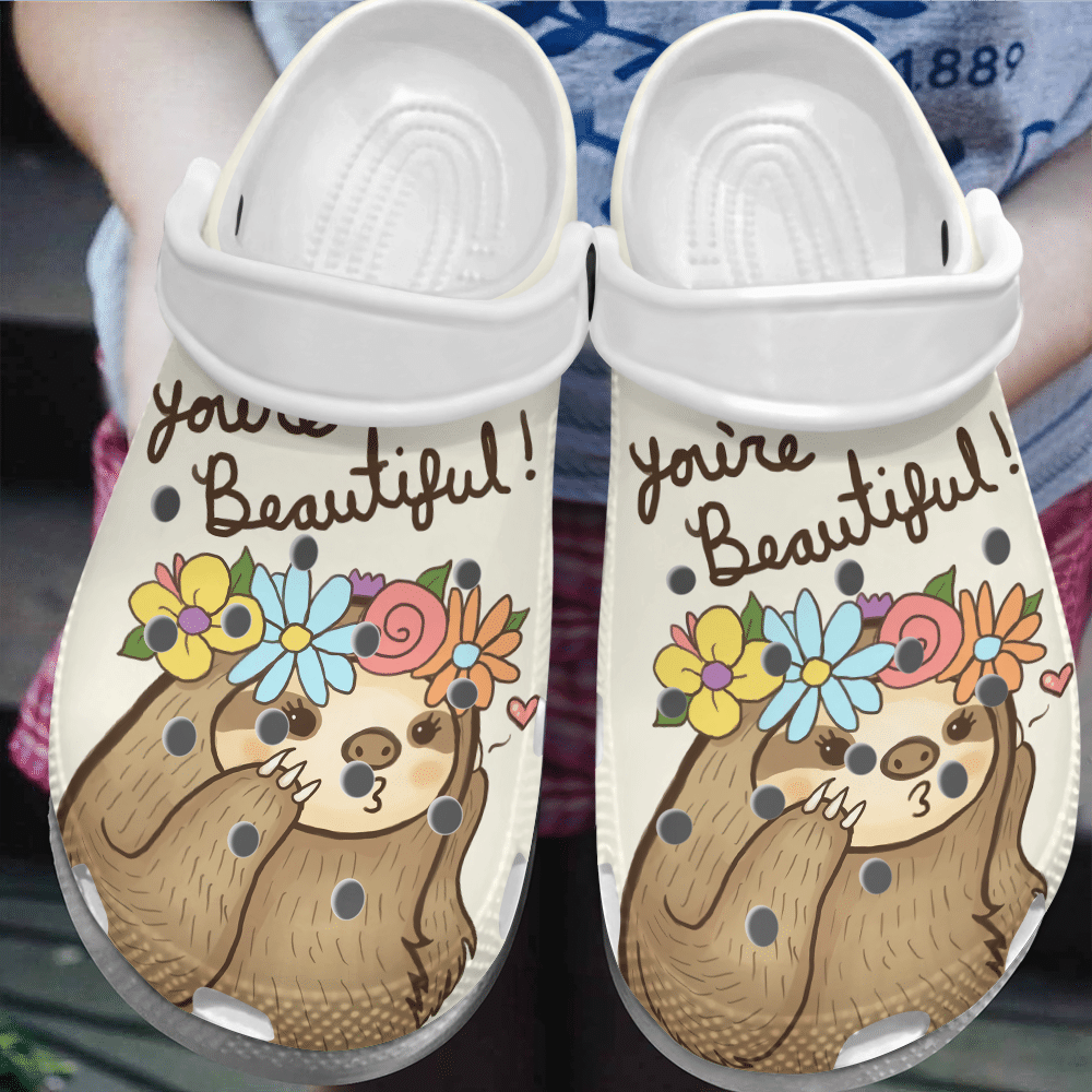 Sloth Personalized Clog, Custom Name, Text, Color, Number Fashion Style For Women, Men, Kid, Print 3D You Are Beautiful