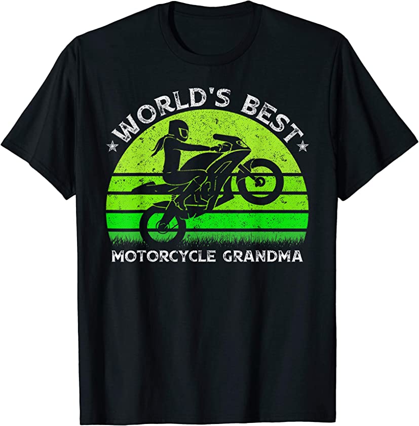 Vintage Retro World’s Best Motorcycle Grandma Silhouette Tee T-Shirt