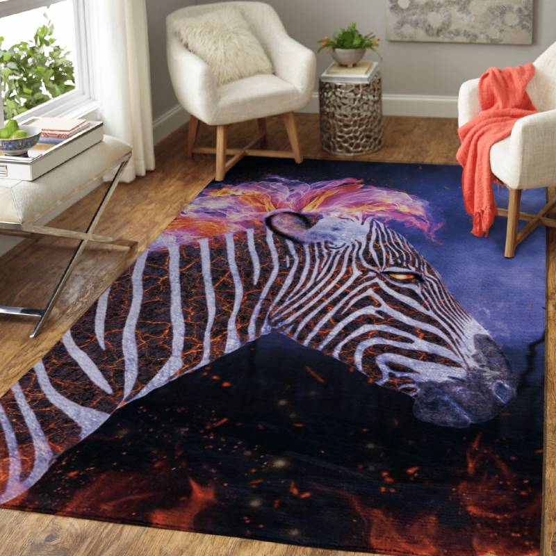 Zebra Fire and Ice – Animals Area Rug Carpet