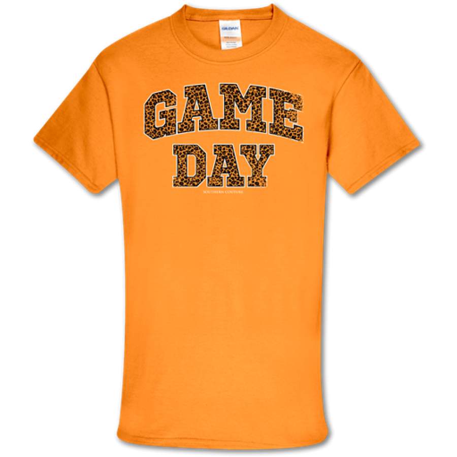 Southern Couture Soft Collection Leopard Game Day Orange T-Shirt