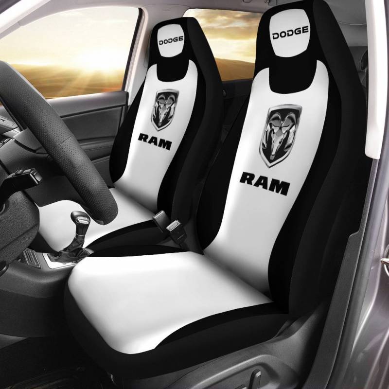 Dodge RAM- LPH Car Seat Cover (Set of 2) Ver1 (White)