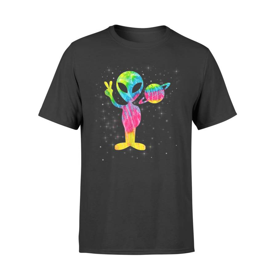 Vintage 1970s Tie Dye Groovy Alien Peace T-Shirt – Standard T-shirt