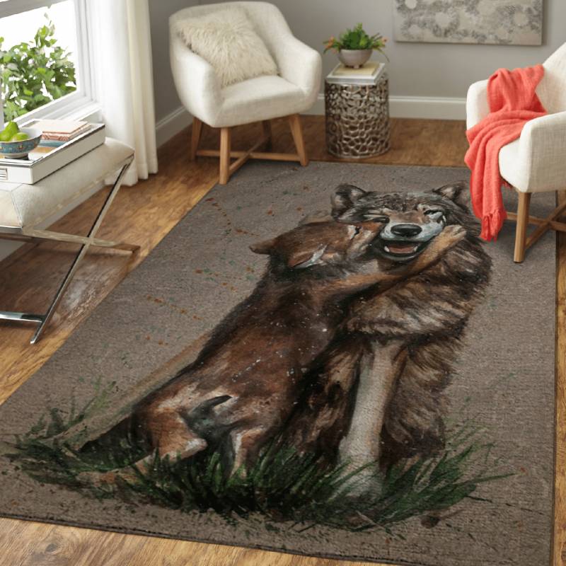 Wolf  Father and Son – Animals Area Rug Carpet