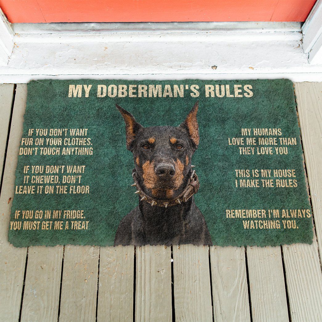 3D My Doberman’S Rules Doormat