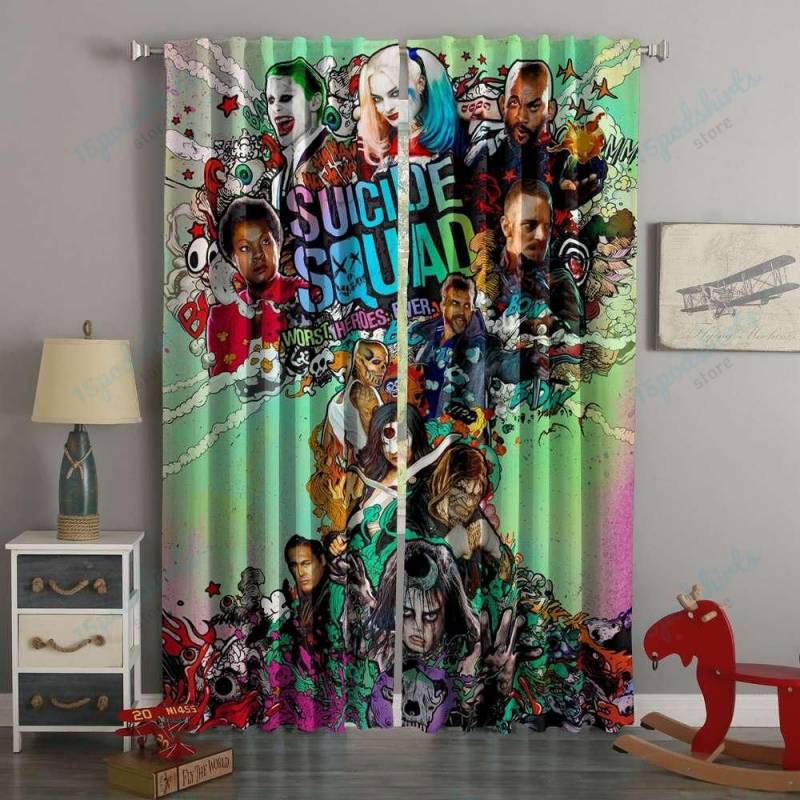 3D Printed Suicide Squad Custom Living Room Curtains