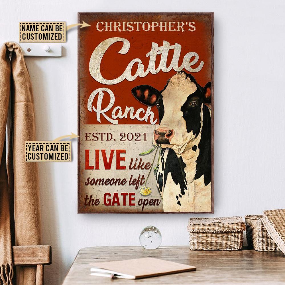 Aeticon Gifts Personalized Cattle Ranch The Gate Open Canvas Mom Dad Gift Home Decor