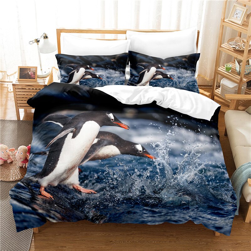 Penguin Bedding Set Duvet Cover Set 3D Bedding Digital Printing Bed Linen Queen Size Bedding Set Fashion Design