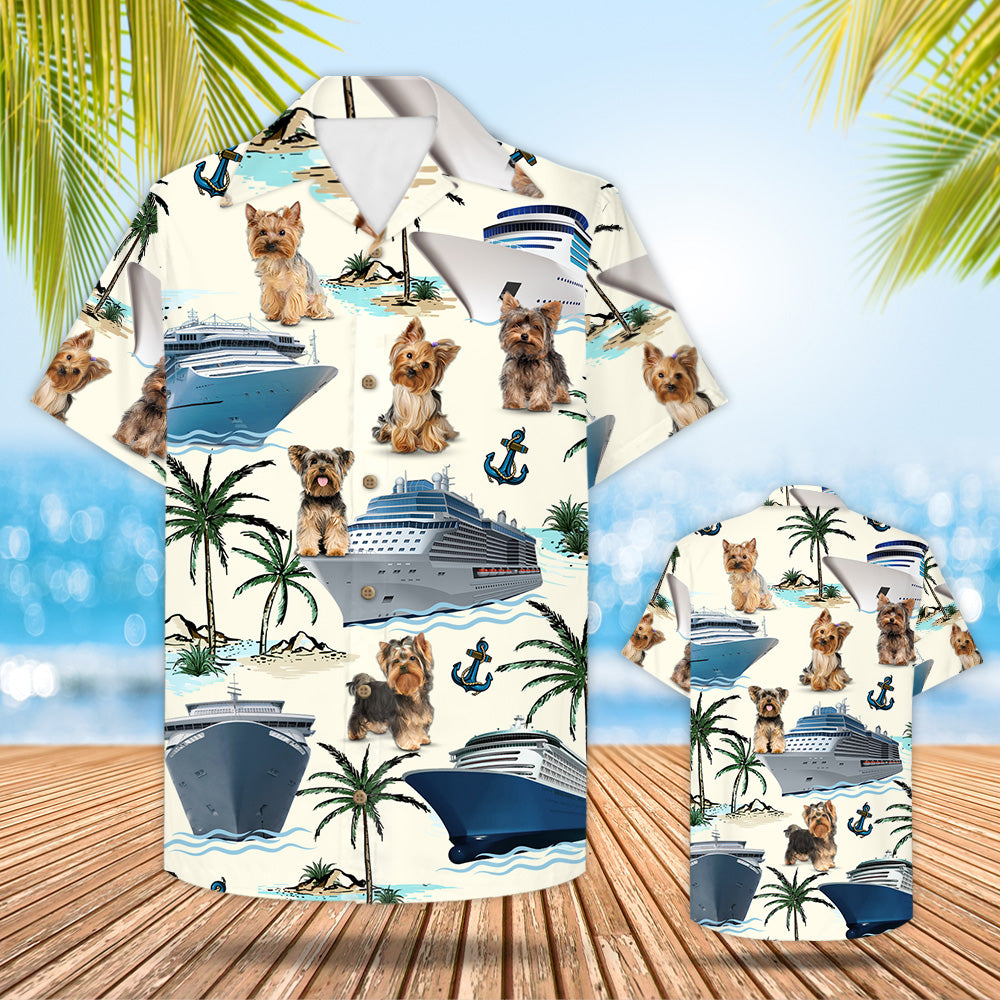 Cruising Yorkshire Terrier Hawaiian Shirt – Gift For Cruise Trips – Yorkshire Terrier And Cruise Pattern Trna