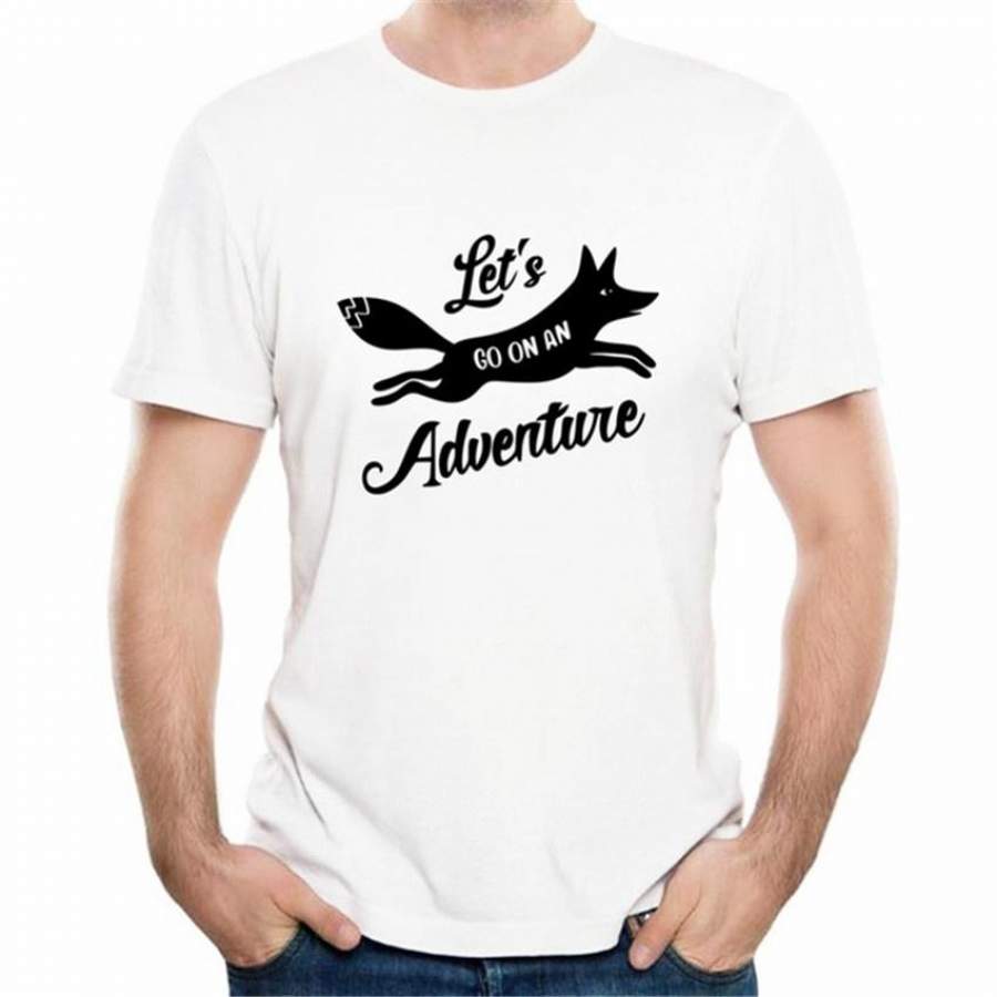 Hot Sale Let’S Go On An Adventure Printed Fox Design T-Shirt For Men Boy Novelty Men’S Popular T Shirt Tops Fashion Tees