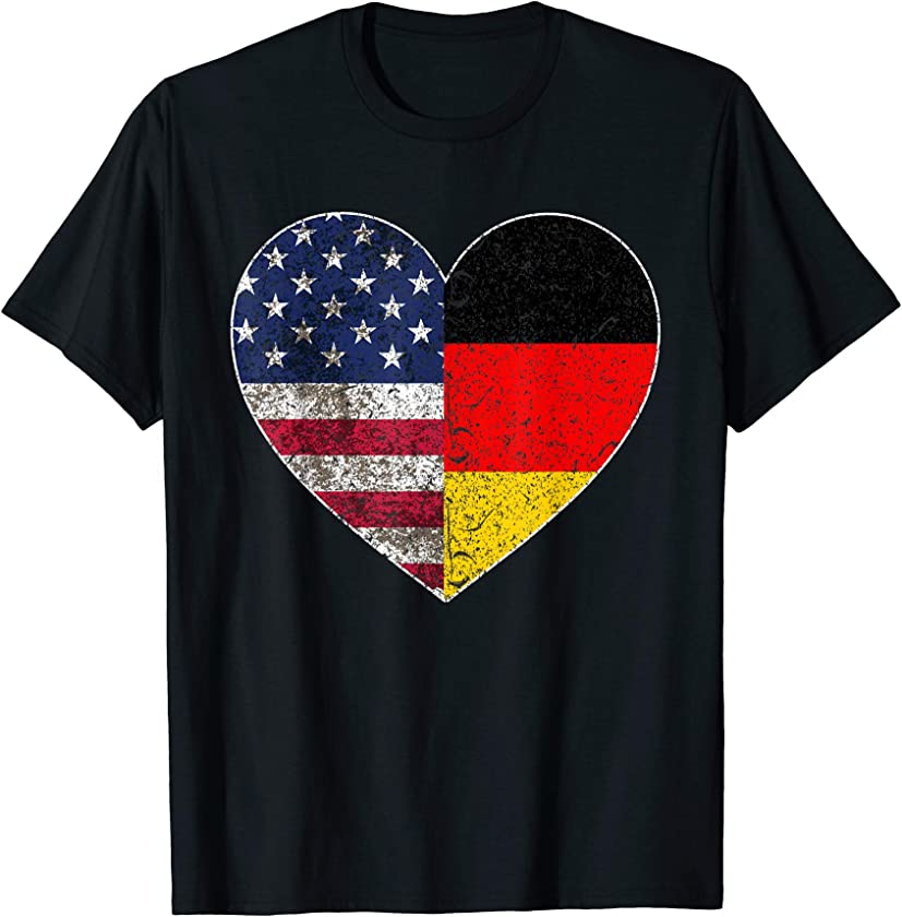 Vintage Heart German American Flag Apparel Oktoberfest Gifts T-Shirt