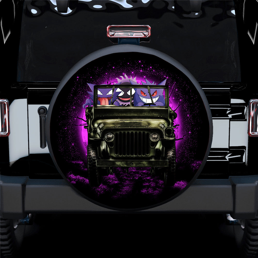 Halloween Gengar Pokemon Ghost Ride Jeep Funny Moonlight Car Spare Tire Covers Gift For Campers