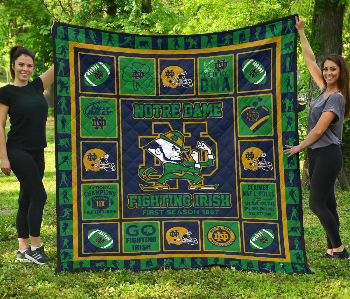 Fan Notre Dame Fighting Irish Quilt Blanket Amazing Gift Idea