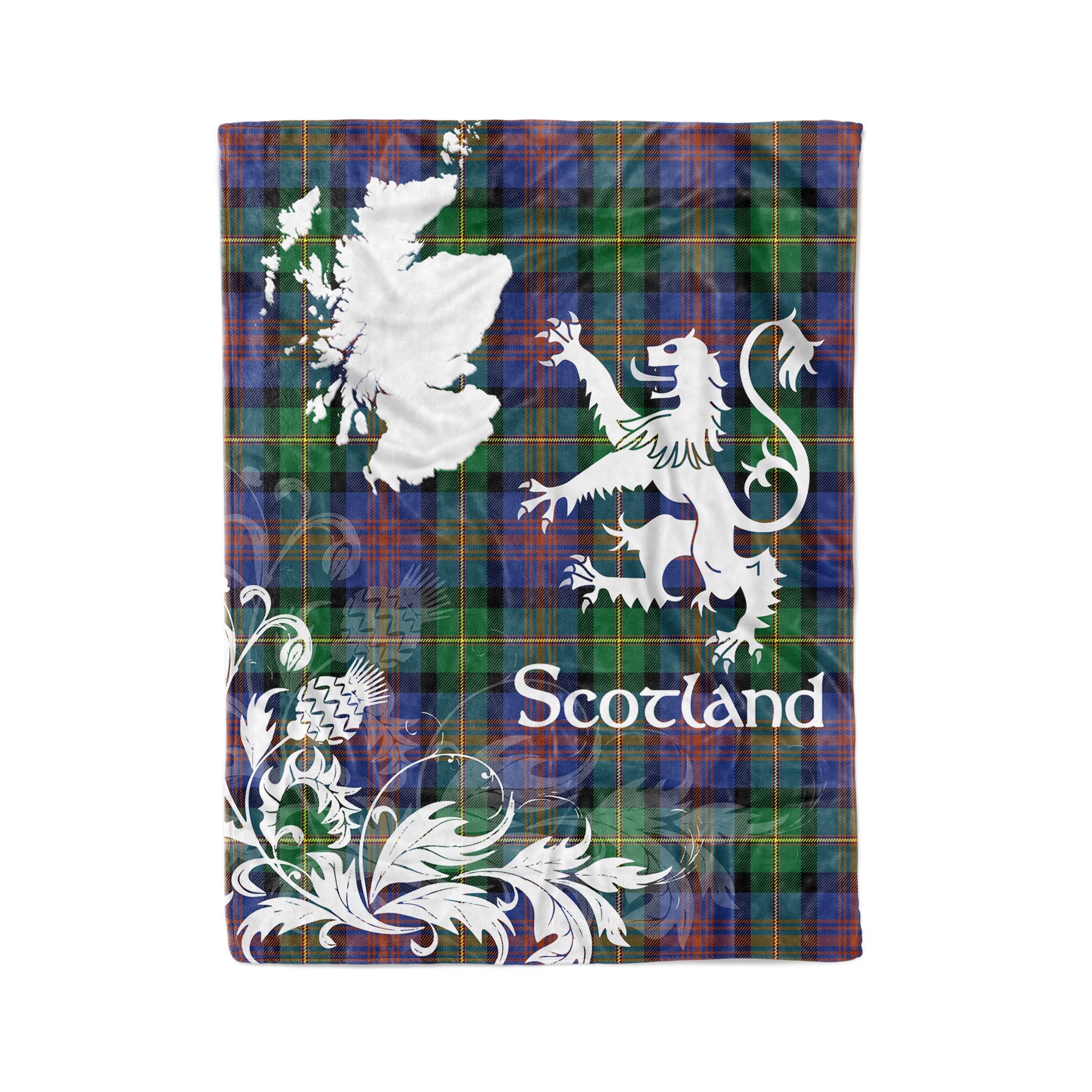 Tartan Plaid Fleece Blanket Tartan Blanket Thistle And Lion Scottish Clan Logan Ancient Plaid Blanket