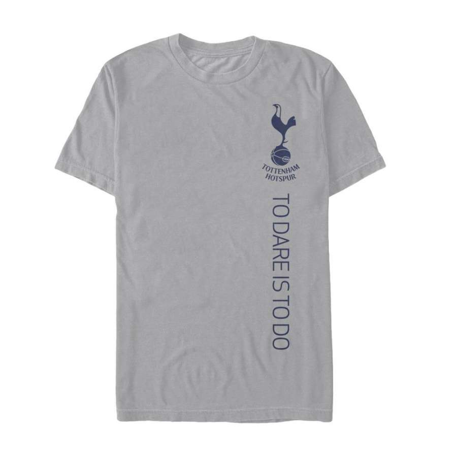 Tottenham Hotspur Football Club Men’s To Dare is To Do Logo  T Shirt Silver