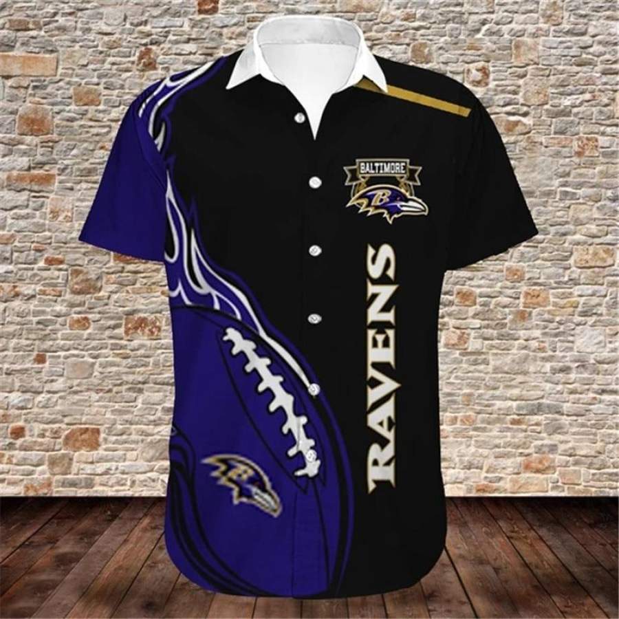 Baltimore Ravens Shirts Fireball Button Short Sleeve