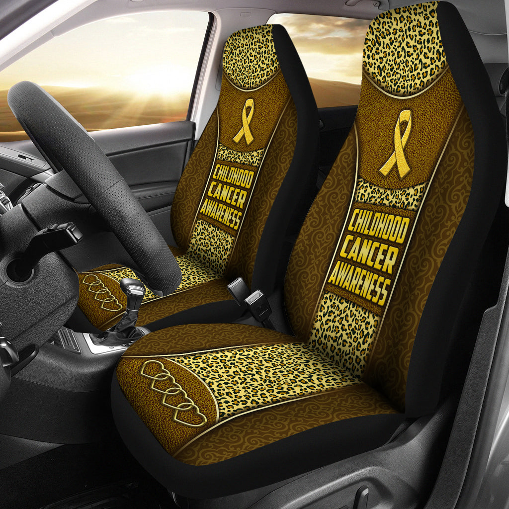 Childhood Cancer Awareness Vintage Classic Pattern Leopard Leather Texture Car Seat Covers Set Of Two Carseat Covers