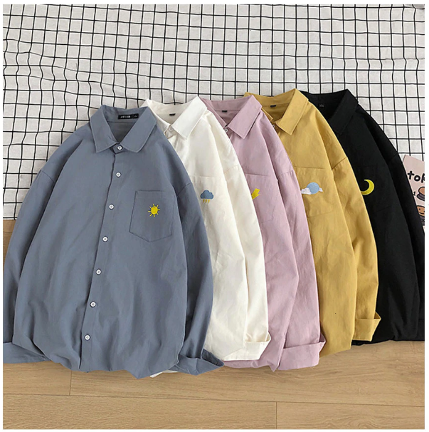 Weather Pocket Embroidery Turn Down Collar Shirt