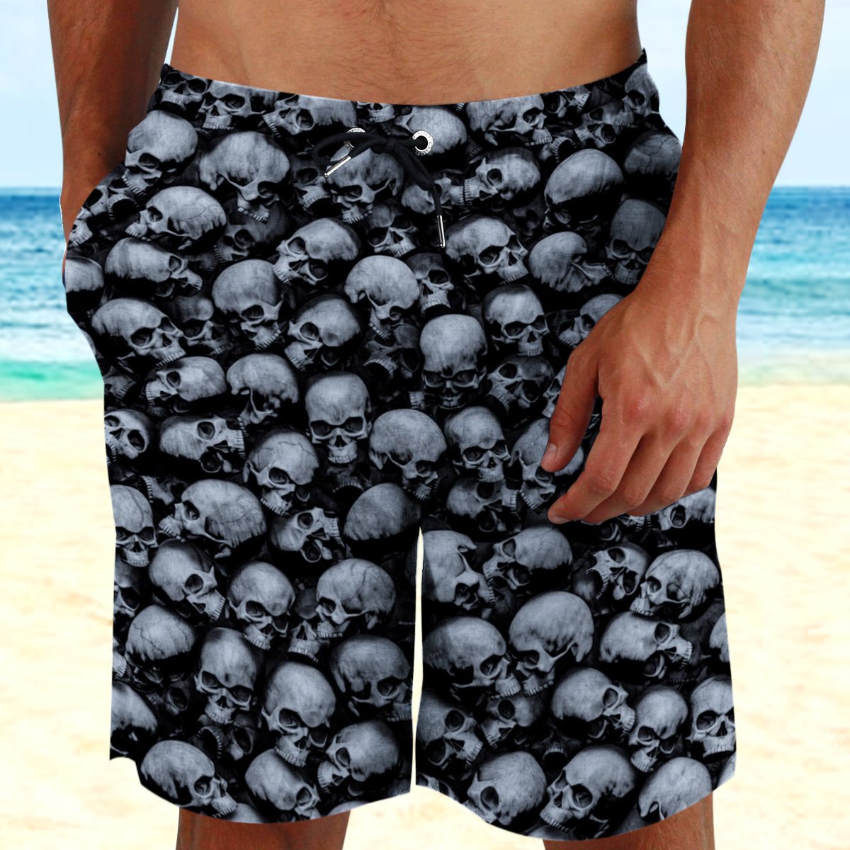 Skull Gothic Pattern Hawaii Beach Shorts Colorful S Ha4123