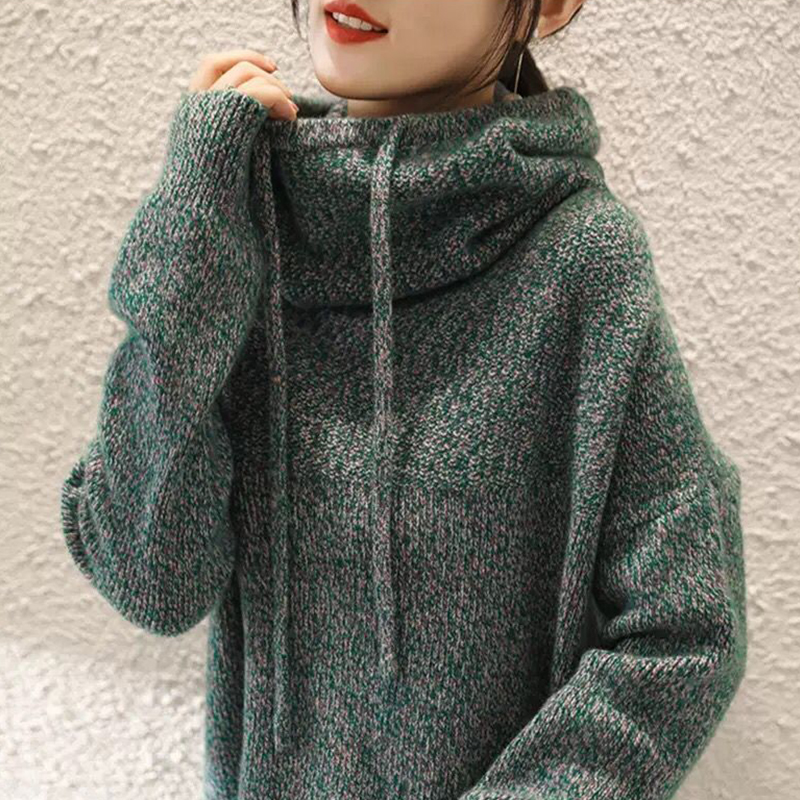 WYWM Winter New Thicken Hooded Sweaters Women 2021 Autumn Streetwear Loose Knitted Pullovers Ladies Casual Outwear Female Coats alx