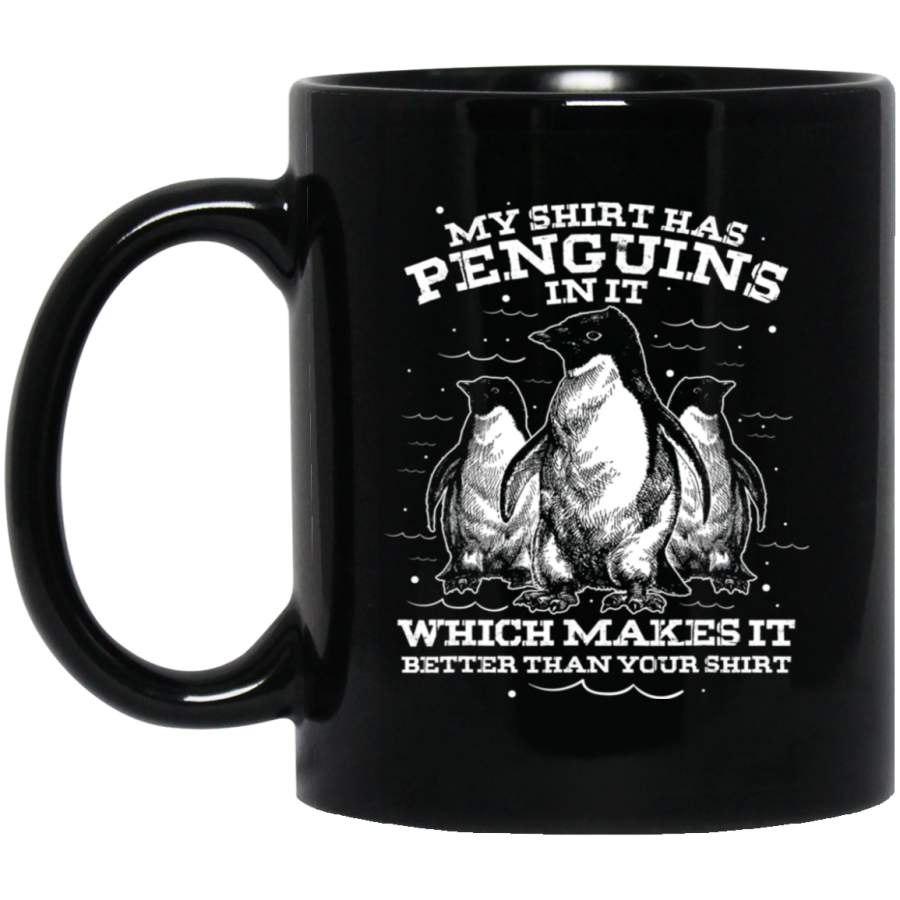 Animal Gifts Sea Bird Penguin 11 oz Black Mug