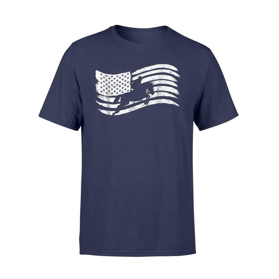 American Flag For Horse Jumping Jockey Vintage Look T-Shirt