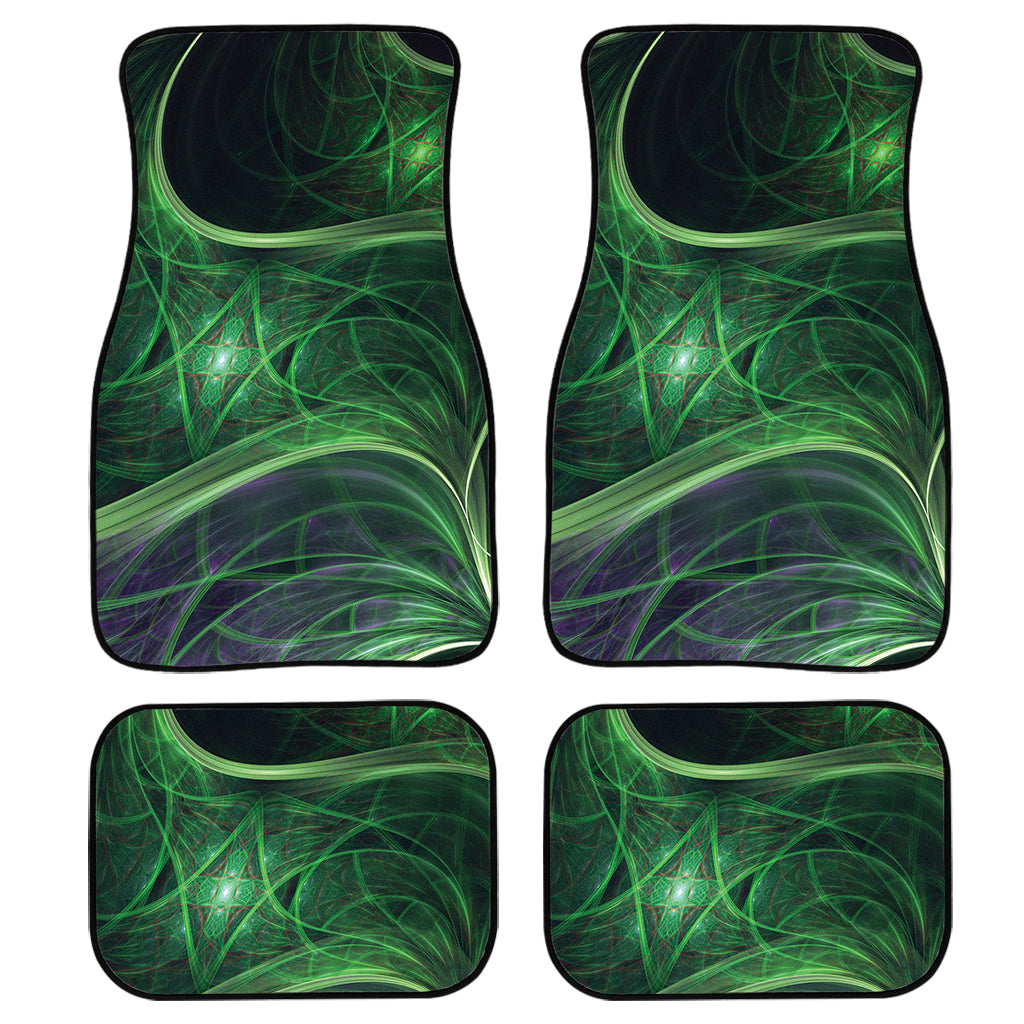 Green Fractal Print Front And Back Car Floor Mats, Front Car Mat