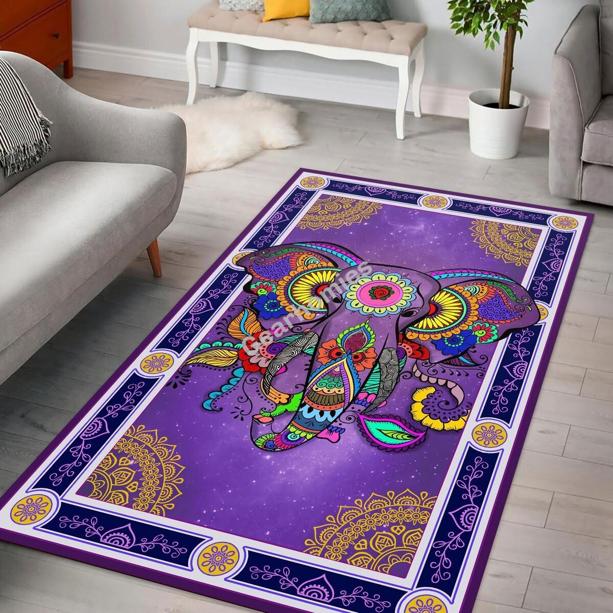 Mandala Elephant Rug Living Room Decoration