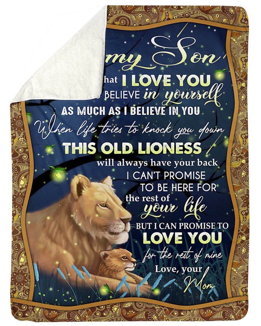 This Old Lioness Will Have Your Back Fireflies Lion Mom Gift For Son Sherpa Blanket