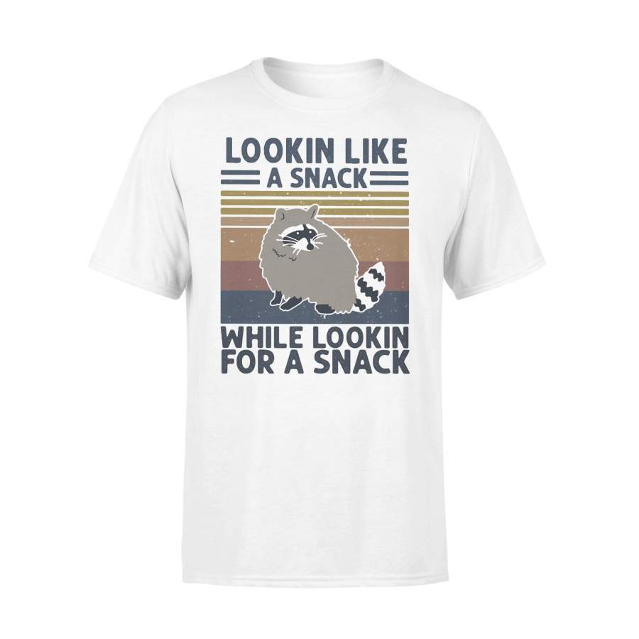 Lookin Like A Snack While Lookin For A Snack Raccoon Vintage Retro T-shirt