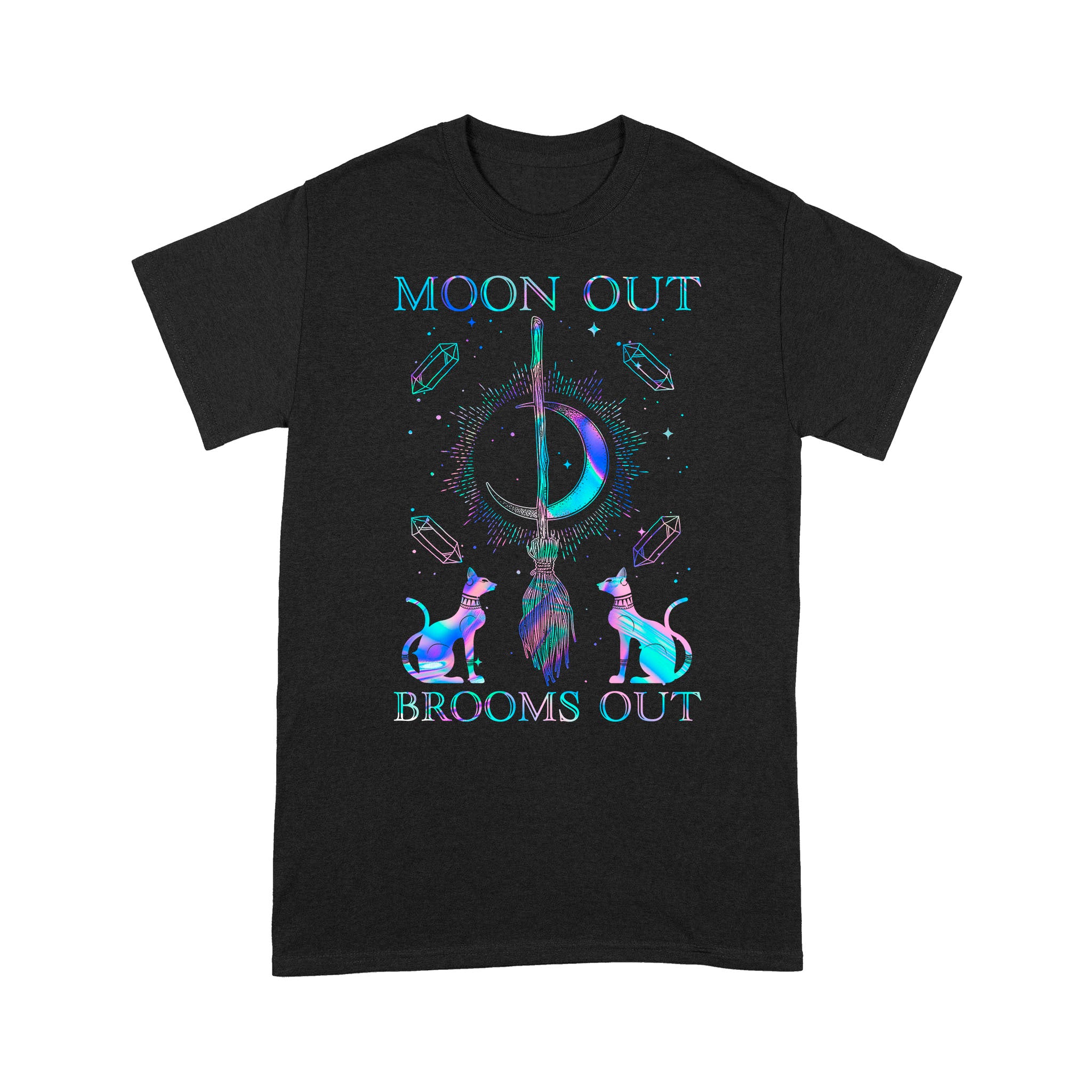 Ff Standard T-Shirt – Witch Moon Out Brooms Out Holographic Color Style