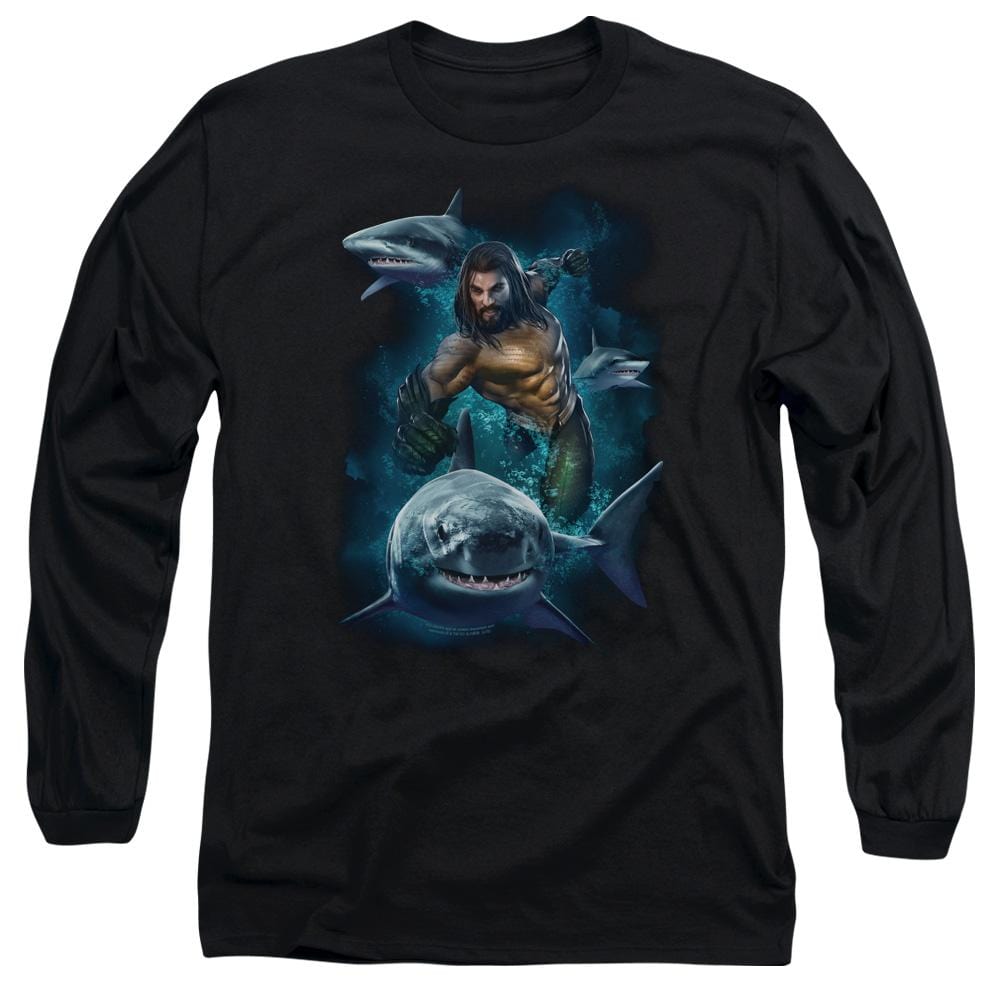 Aquaman Movie Swimming With Sharks – Men’S Long Sleeve T-Shirt