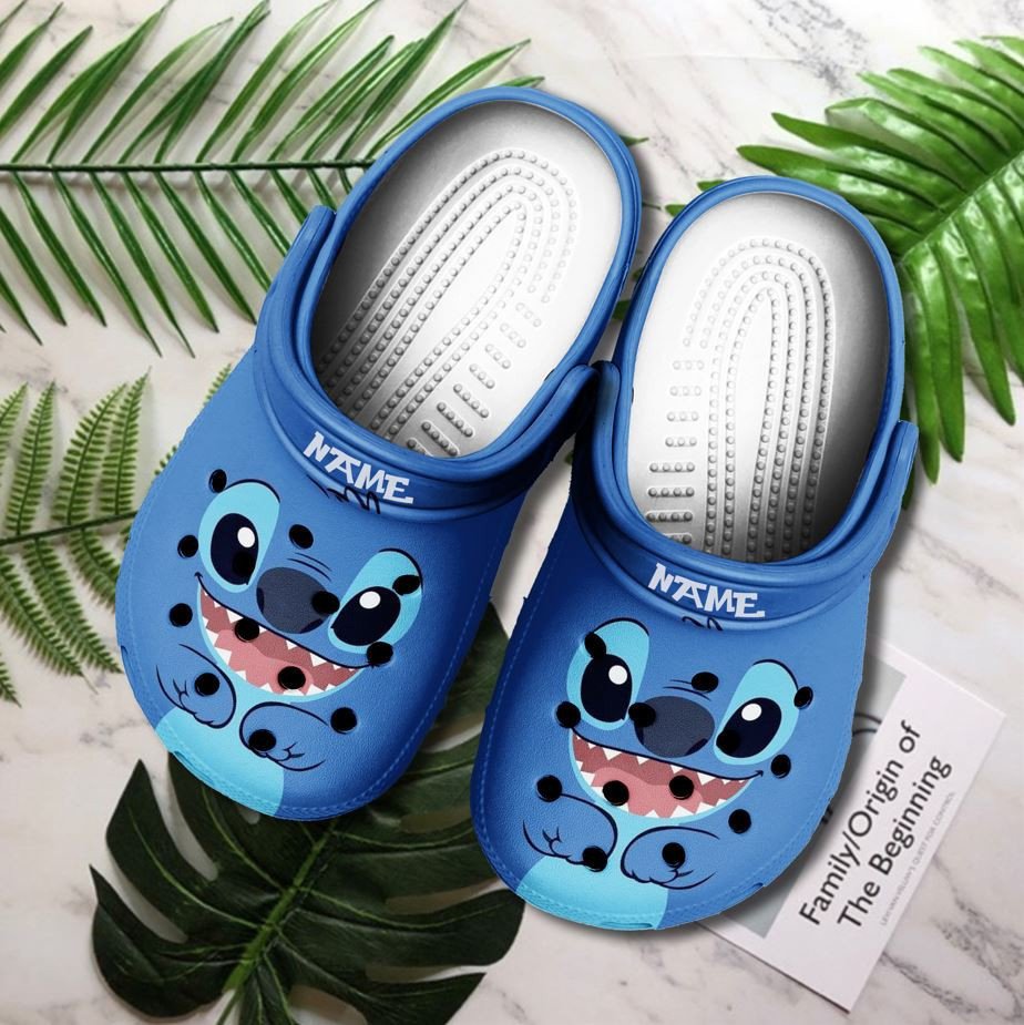 Stitch Custom Name Clogs Clogband Clog Comfortable Water Shoes In Blue