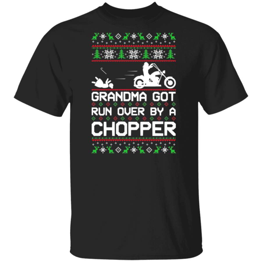 Chopper Motorcycle Grandma Got Run Over  Ugly Christmas T-Shirt