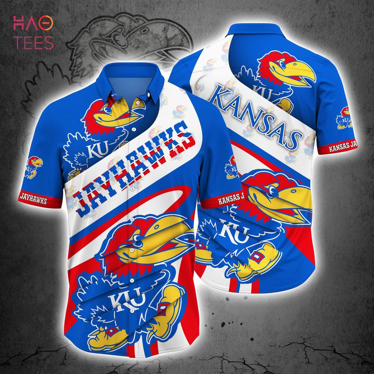 NCAA Kansas Jayhawks Blue White Hawaiian Shirt