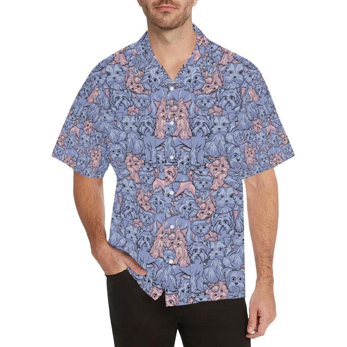 Yorkshire Terrier Pattern Print Design 02 Men’S All Over Print Hawaiian Shirt (Model T58)