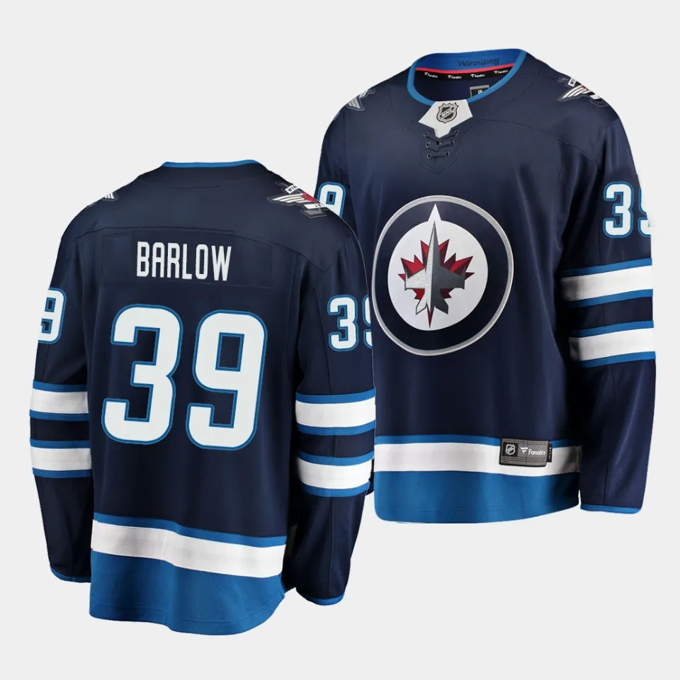 Colby Barlow #39 Winnipeg Jets 2023 NHL Draft Home Breakaway Men Jersey – Navy