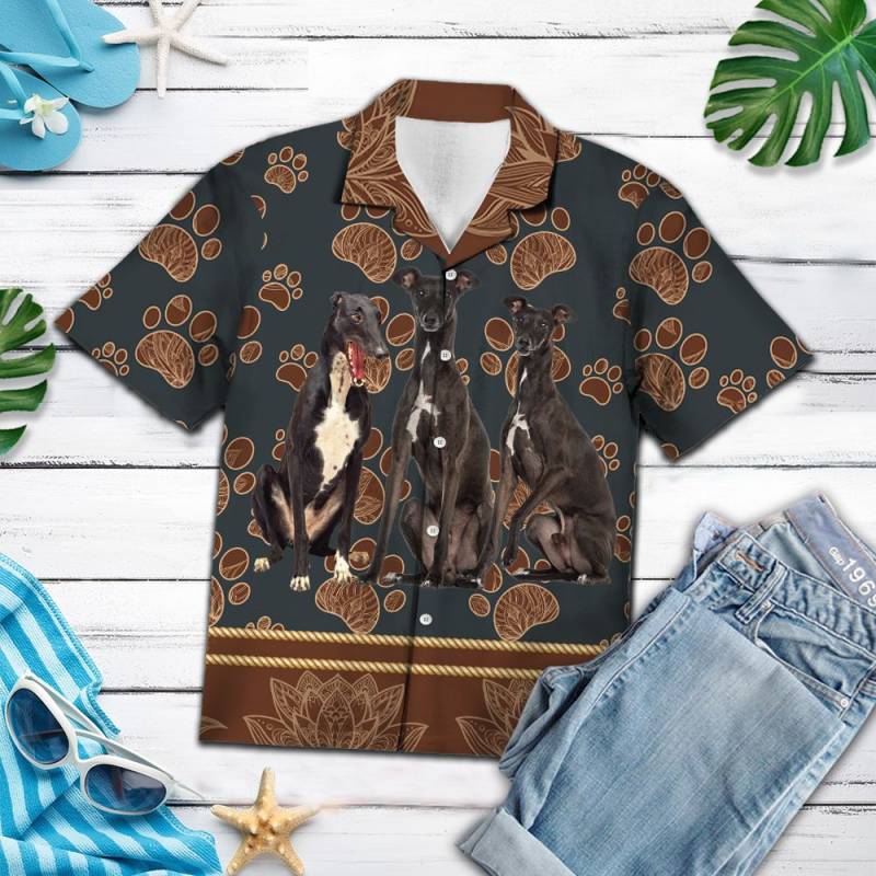 Greyhound Floral Paw Hawaii Shirt Ha35653