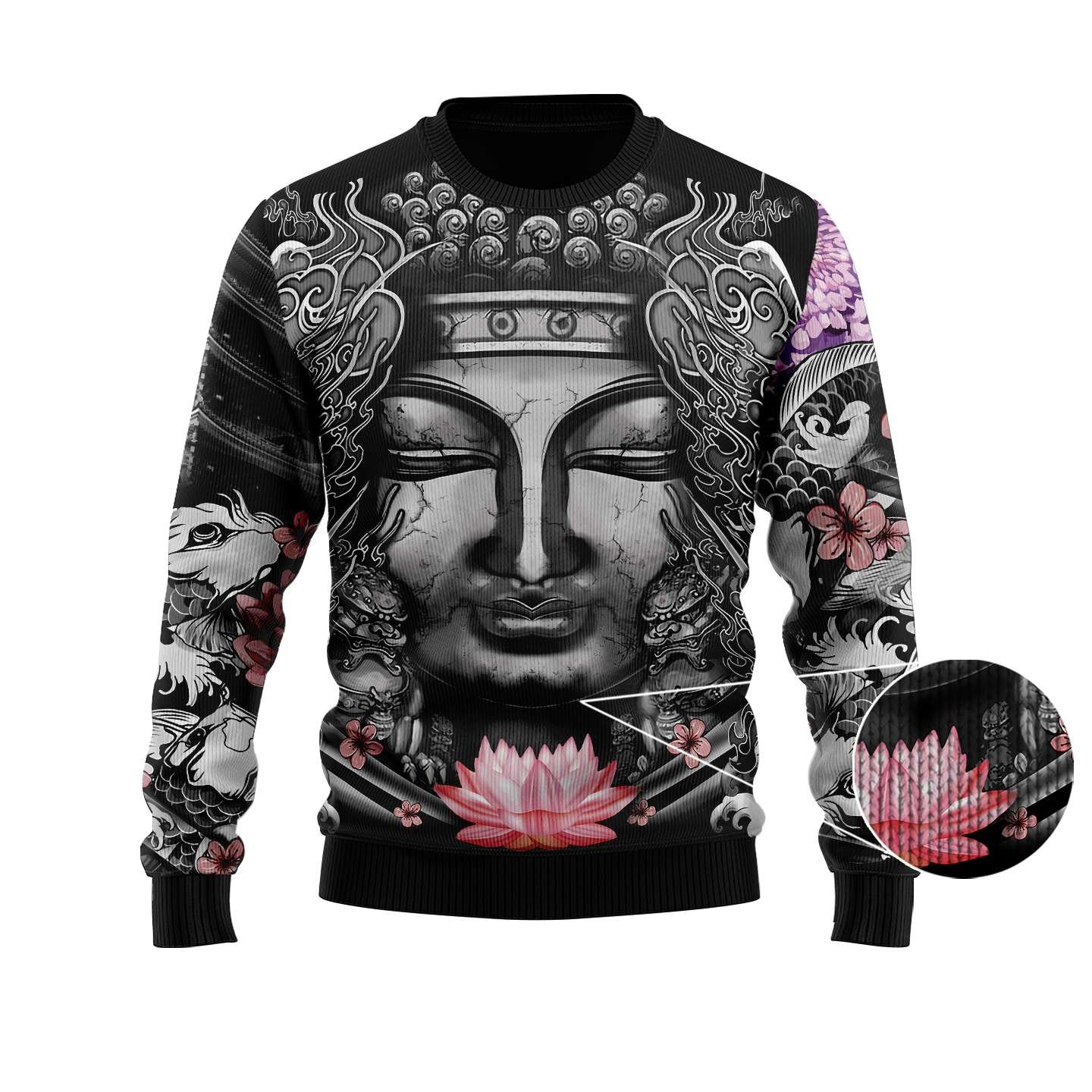 Buddhism Japanese Tattoo Ugly Christmas Sweater | For Men & Women | Adult | Us4126