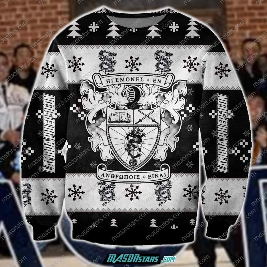 3D ALL OVER PRINT KNITTING PATTERN LAMBDA PHI EPSILON UGLY CHRISTMAS SWEATER