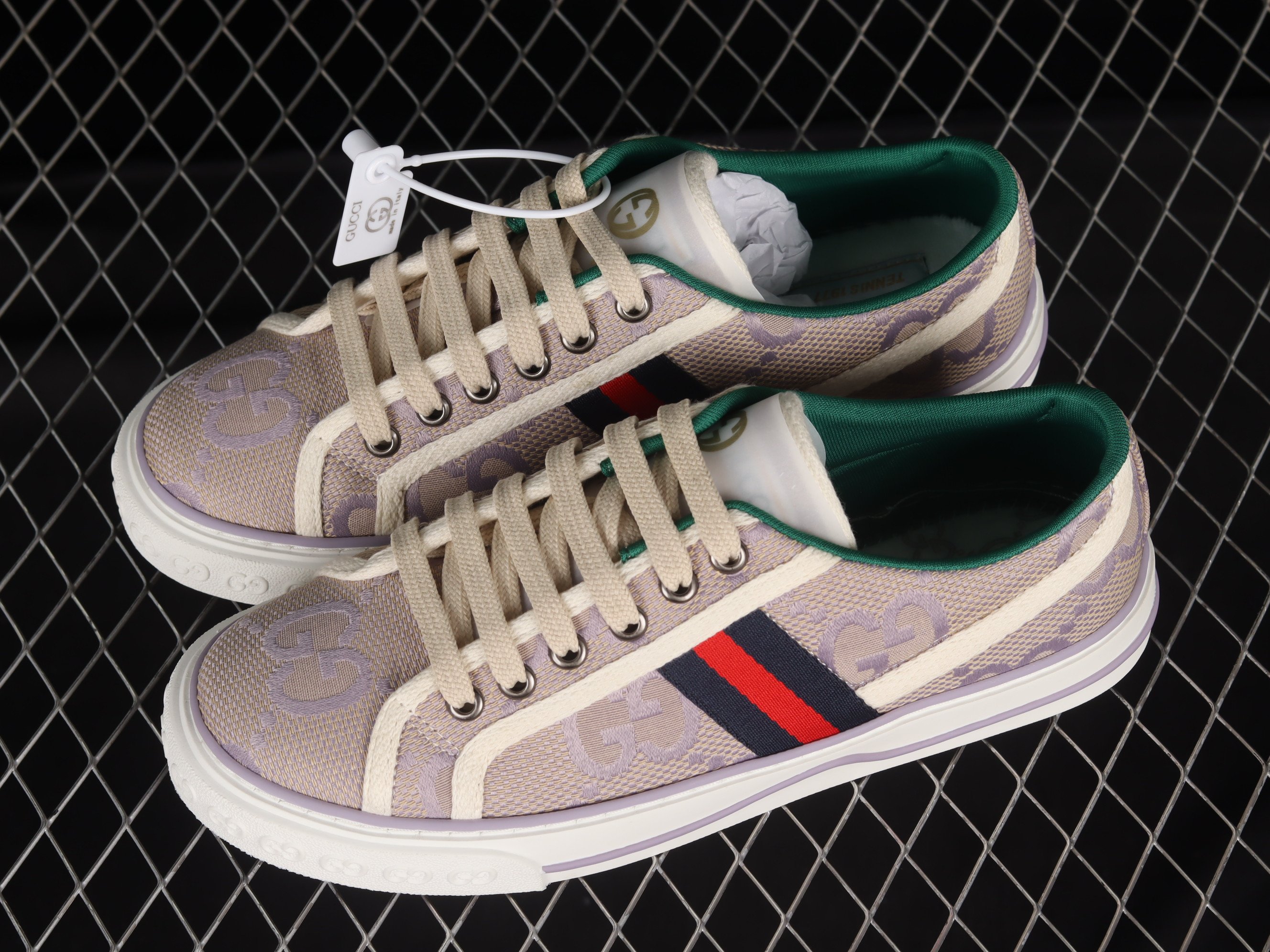 Gucci Tennis 1977 Beige And Lilac Shoes Sneakers, Women SNK219545437