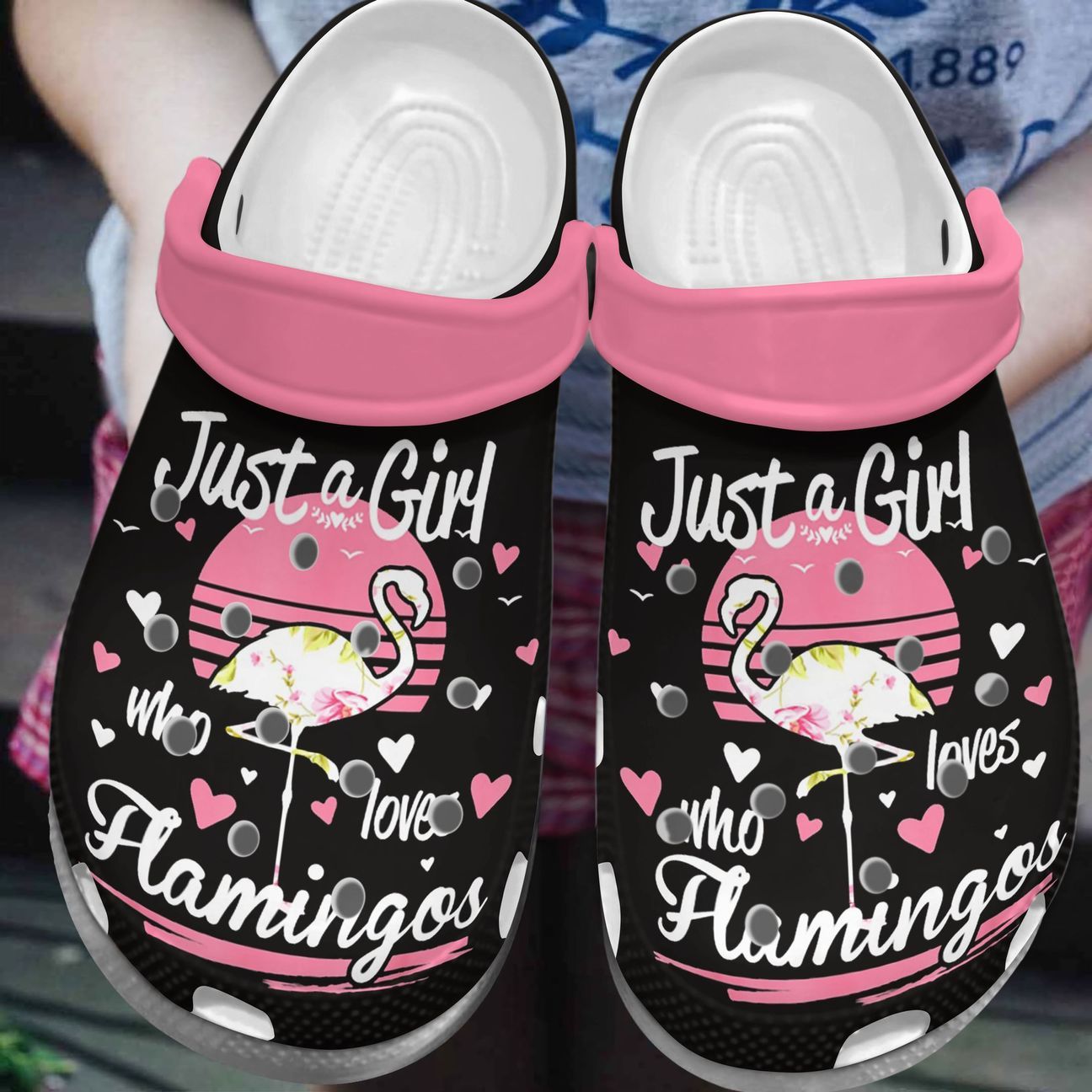 Flamingo Personalized Clog, Custom Name, Text, Color, Number Fashion Style For Women, Men, Kid, Print 3D Just A Girl Who Loves Flamingos