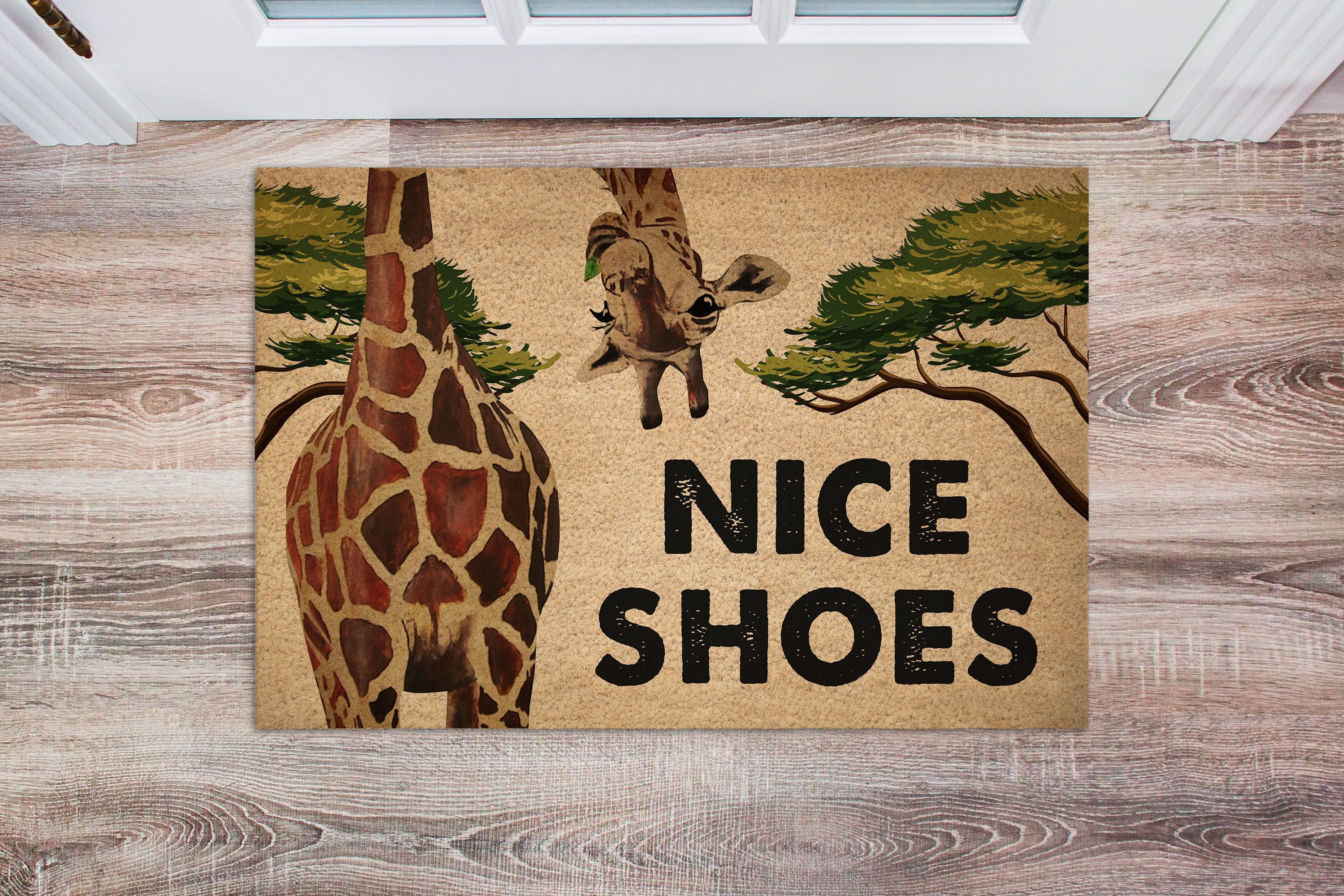 Giraffe Nice Shoes Coir Pattern All Over Printing Doormat Pre1993