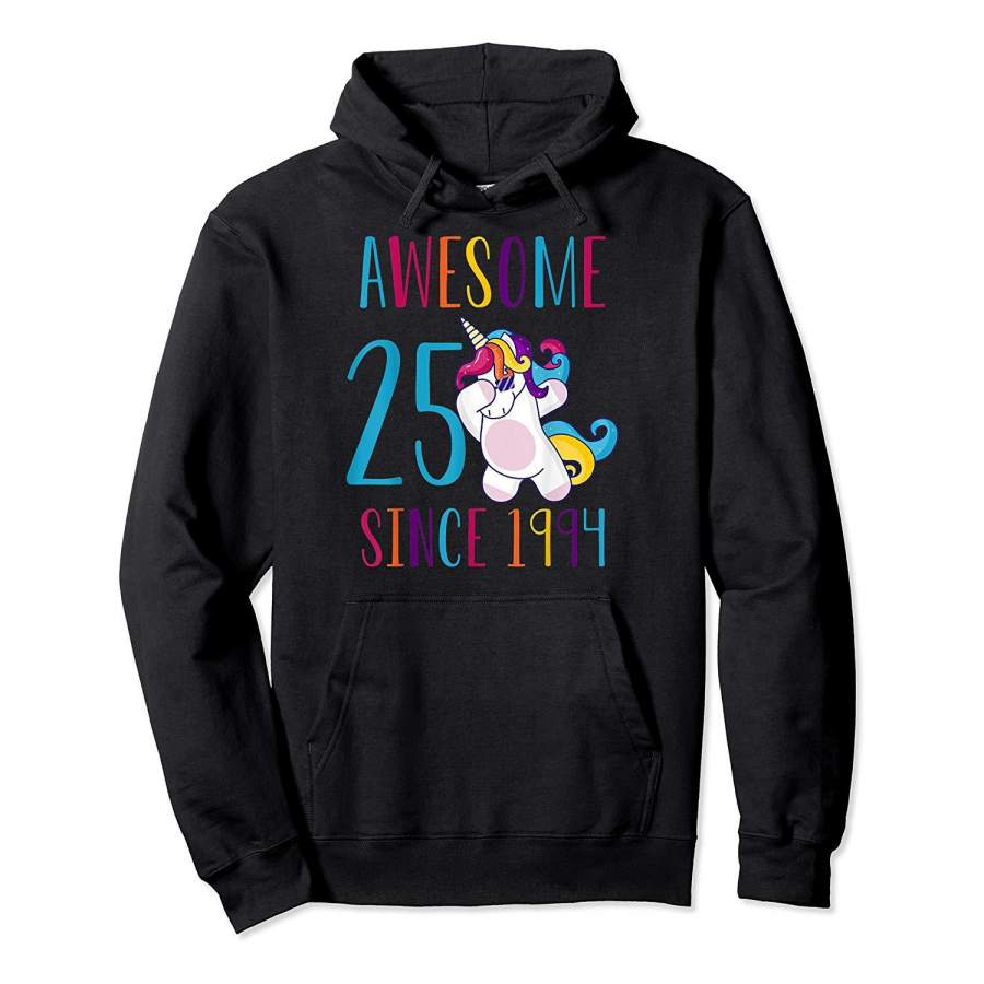 25 Years Old 25th Birthday Unicorn Dabbing Shirt Girl Party Hoodie