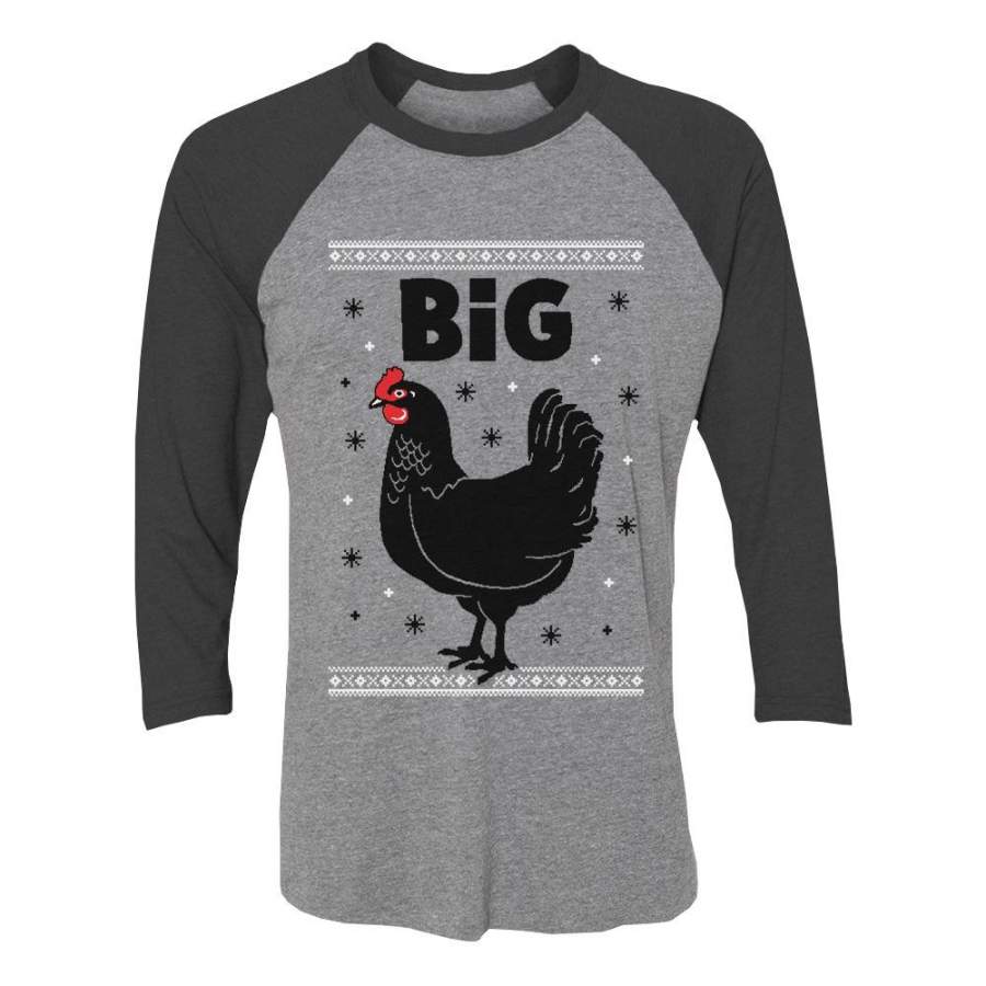 Big Black Cock Ugly Christmas 3/4 Women Sleeve Baseball Jersey Shirt