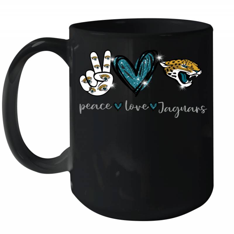 Peace Love Jaguars gift for Jacksonville Jaguars Fans Ceramic Mug 15oz