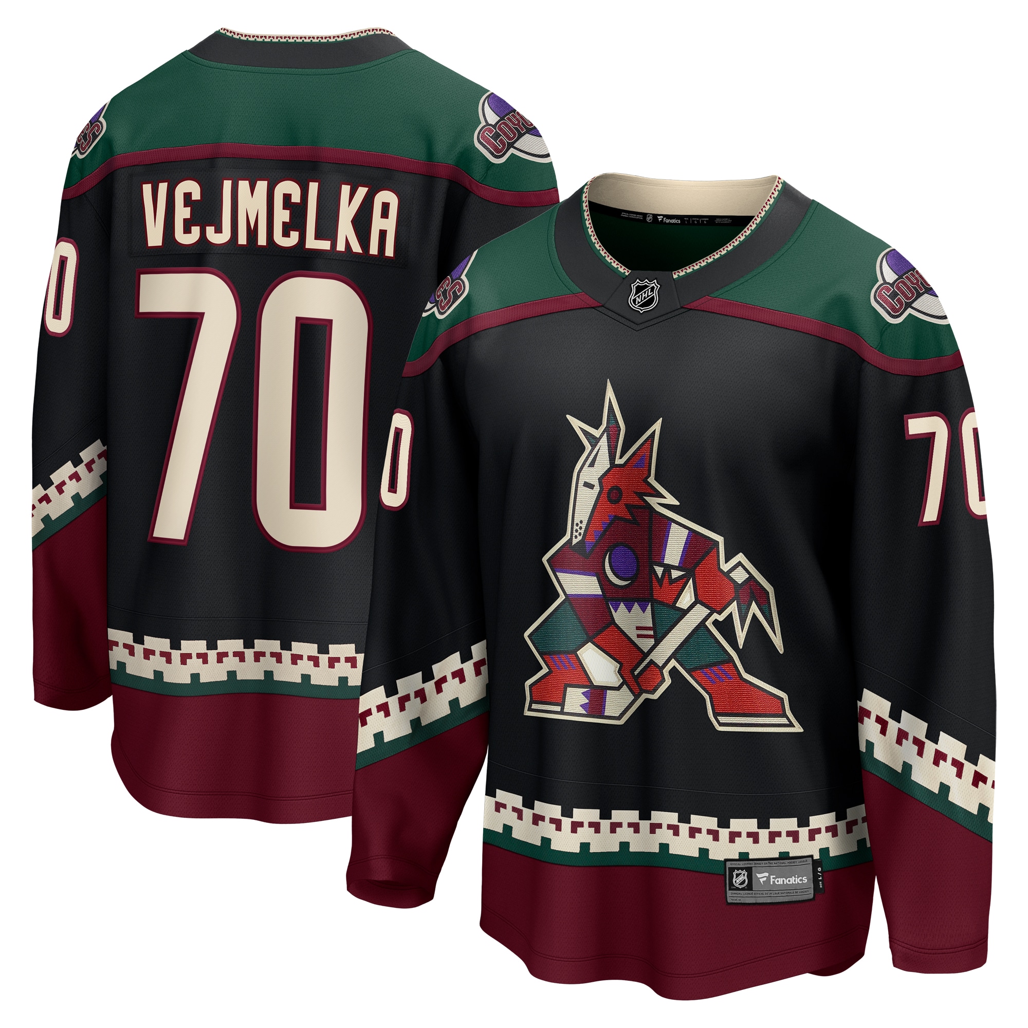 Men's Arizona Coyotes Karel Vejmelka Black Home Breakaway Jersey