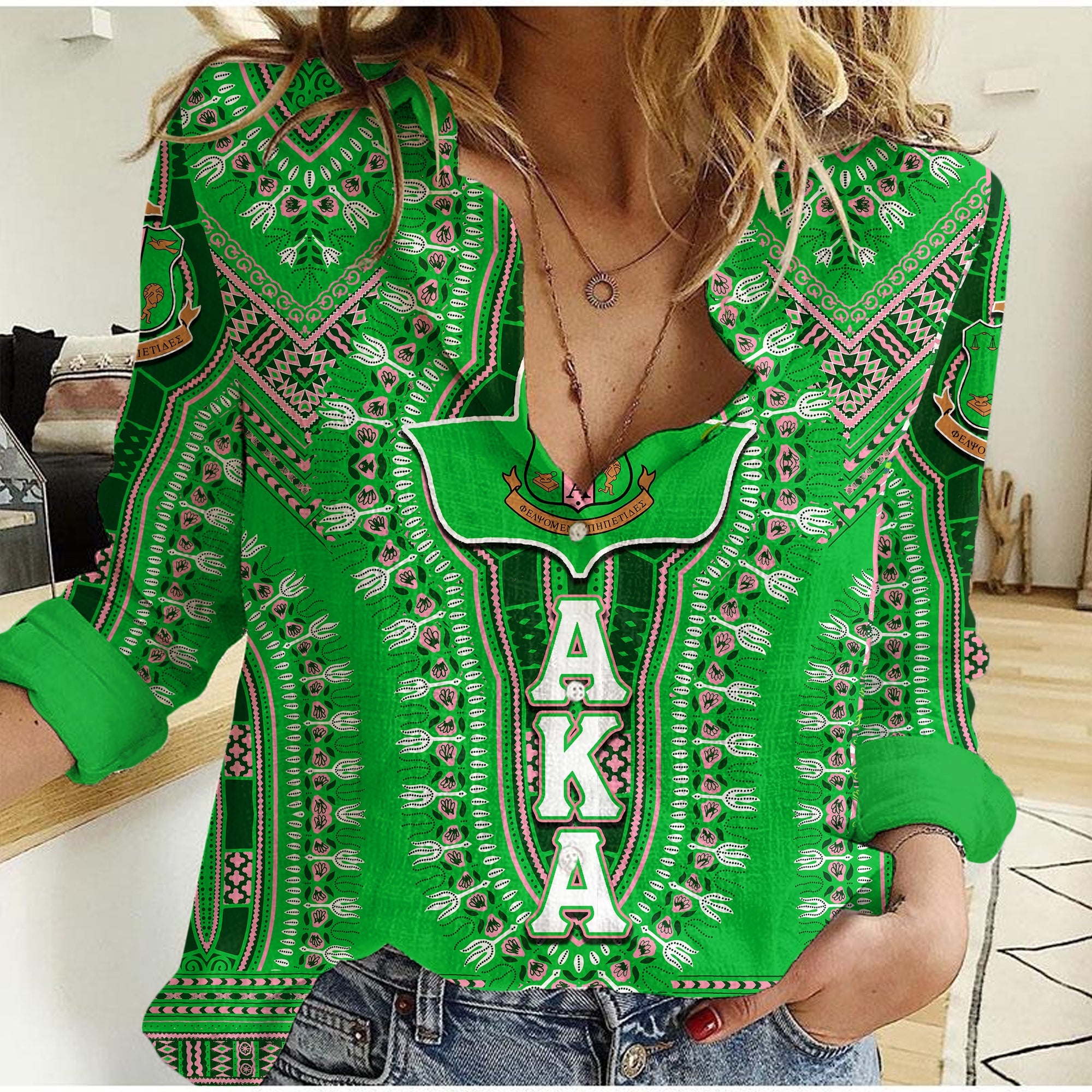 Alpha Kappa Alpha Casual Shirt Dashiki Style No.3