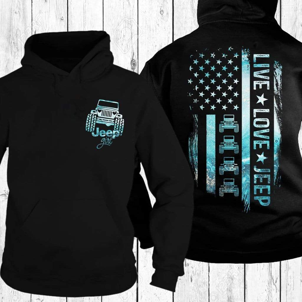 Jeep Girl Live Love Jeep American Flag blue Hoodie 3D #V